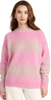 Rag & Bone Womens Long Sleeve Ribbed Trim Crewneck Sweater In Pink Multi