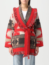 Alanui Geometric Cashmere Jacquard Belted Icon Cardigan In Beige