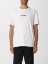 Jil Sander White T-shirt With Short Sleeves And Contrasting Logo Print In Cotton Man In White