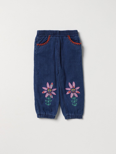 Stella Mccartney Blue Jeans For Baby Girl With Flowers