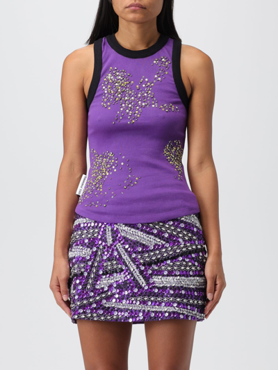 Des Phemmes Rib Embroidered Tank Top In Violet