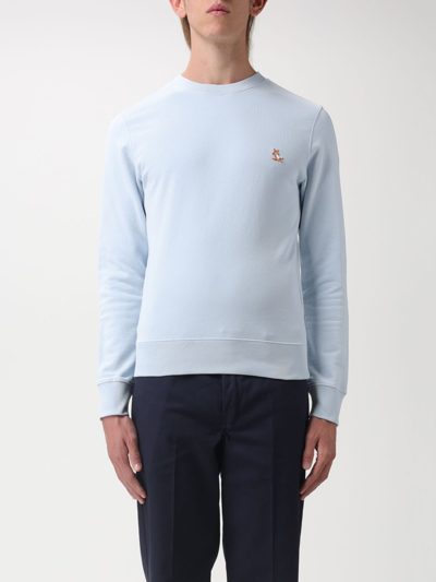 Maison Kitsuné Sweatshirt In Jersey With Patch In Blue