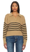 Pistola Arlo Polo Sweater In Tan Noir Stripe