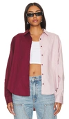 Pistola Sloane Oversized Button Down Shirt In Bordeaux Pink Split