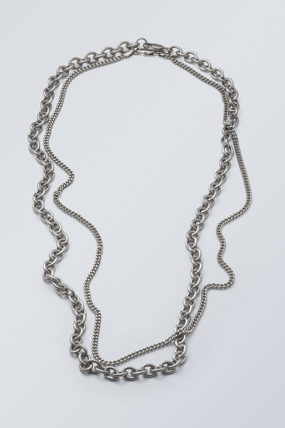 Weekday Uno Chain Necklace Set In Metallic