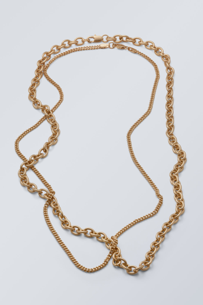 Weekday Uno Chain Necklace Set In Gold