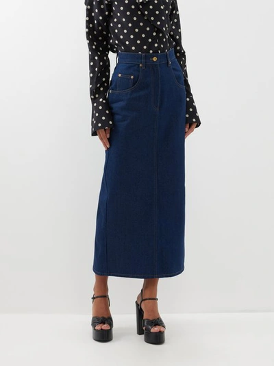 Nina Ricci Denim Maxi Skirt In Blue