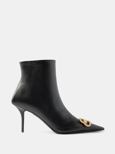 Balenciaga 80mm Bb Square Knife Leather Boots In Black
