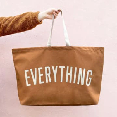 Alphabet Bags Tan Everything Printed Really Big Bag In Neutrals