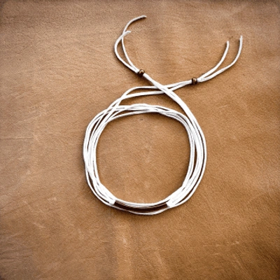 Astali White Leather Wrap Choker With Copper Beads