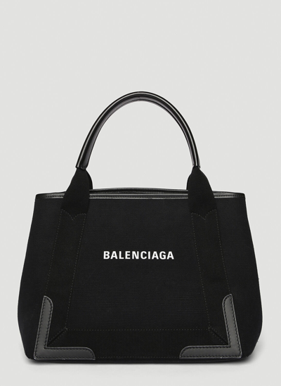 Balenciaga Navy S Cabas Tote Bag In Black