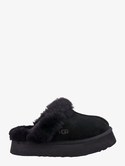 Ugg Disquette Shearling-trimmed Suede Slippers In Black