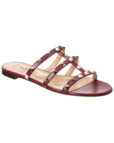 Valentino Garavani Rockstud Caged Leather Sandal In Red