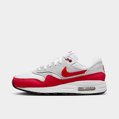 Nike Big Kids Air Max 1 Casual Sneakers From Finish Line In Gray,white,black,red