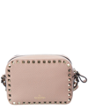 Valentino Rockstud Grainy Leather Camera Bag In Pink