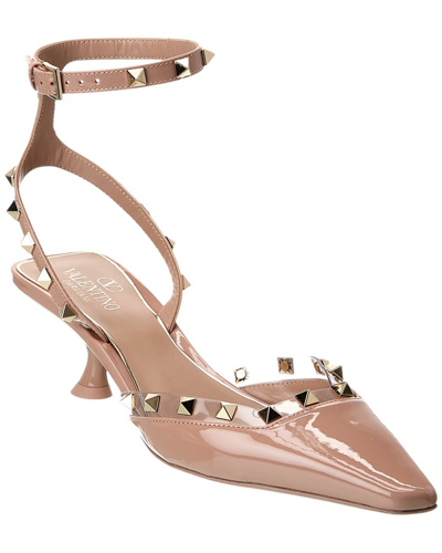 Valentino Garavani Valentino Rockstud 50 Patent & Vinyl Pump In Pink