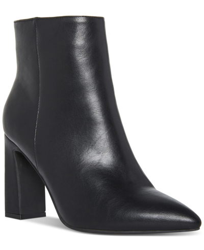 Madden Girl Bonnie Pointed-toe Block-heel Dress Booties In Black Smooth