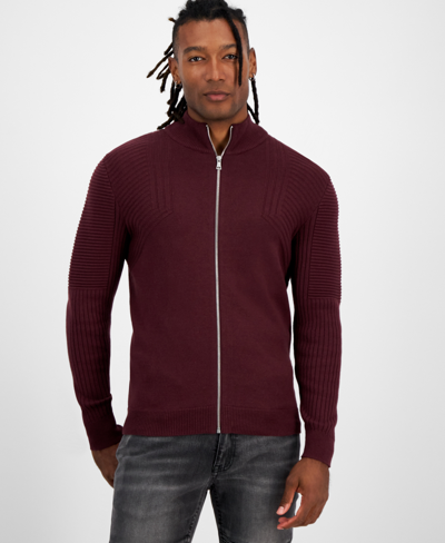Inc International Concepts Men's Champ Zip Sweater, Created For Macy's In Vintage Wine