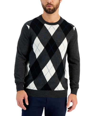 Club Room Men's Merino Harvard Argyle Sweater, Created For Macy's In Natural