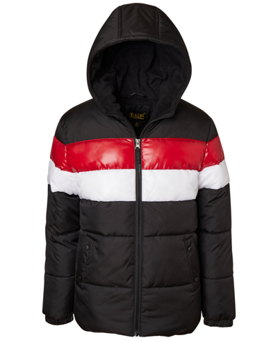 Wippette Ixtreme Big Boys Colorblocked Hooded Puffer Jacket In Black