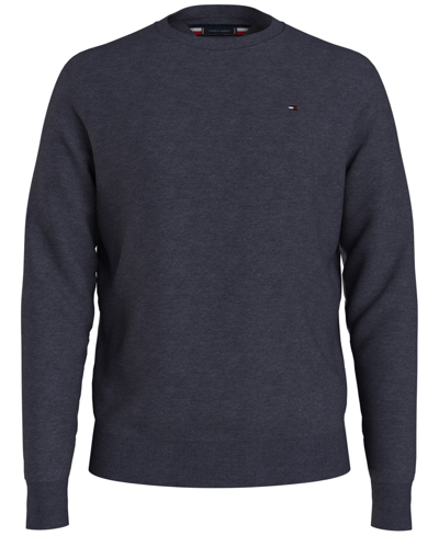 Tommy Hilfiger Men's Essential Solid Crew Neck Sweater In Faded Indigo Heather