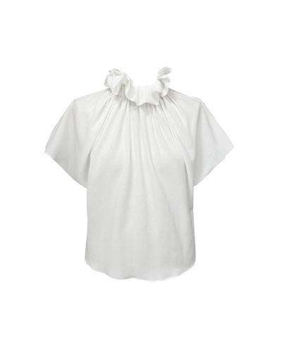 Edeline Lee Ruff Blouse Ivory In White