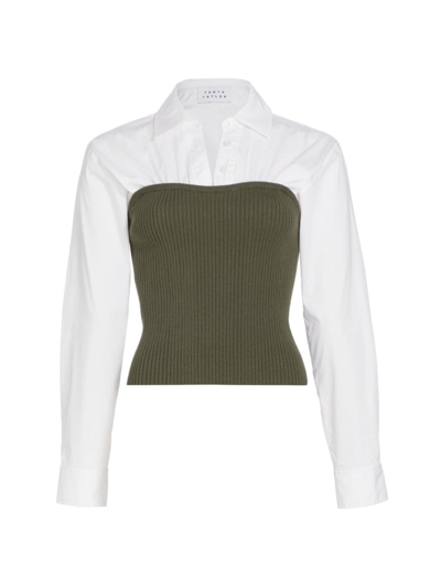 Tanya Taylor Anya Long-sleeve Combo Knit Top In White