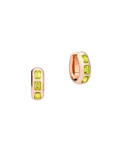 Pomellato Women's Iconica 18k Rose Gold & Peridot Oval Huggie Hoop Earrings