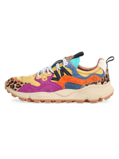 Flower Mountain Men's Yamano 3 Uni Animal-print Suede Sneakers In Kaki Multi