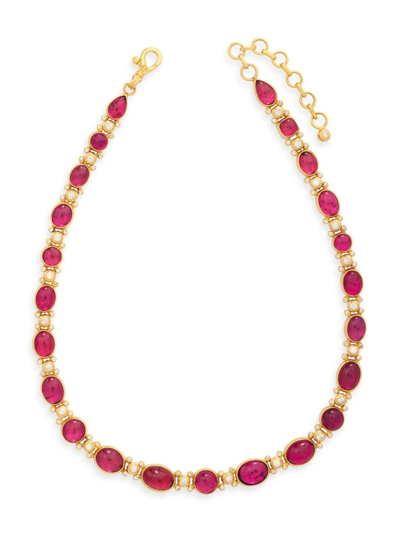 Gurhan Women's Rune 24k Yellow Gold, Pink Tourmaline & 2.896 Tcw Diamond Necklace
