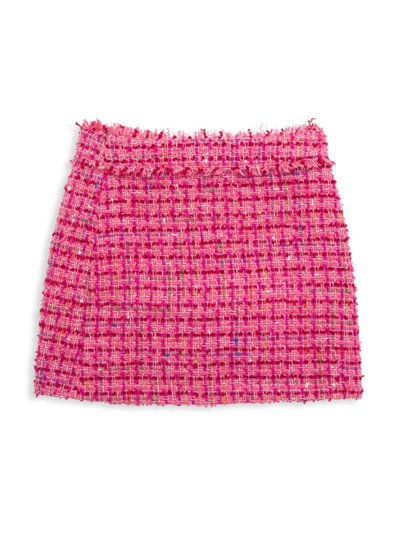 Katiej Nyc Girl's Charlotte Plaid Skirt In Pink Multi