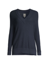 Nic + Zoe Women's Waffle Stitch V-neck Sweater In Dark Indigo