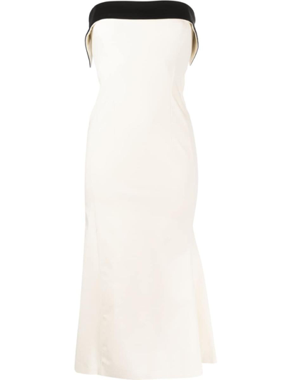 Philosophy Di Lorenzo Serafini Contrast-trim Strapless Midi Dress In White