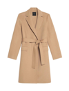 THEORY WOMEN'S WOOL BELTED DOUBLE-BREASTED COAT