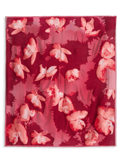 Alexander Mcqueen Women's Eatenaway Orchid Silk Scarf In Red
