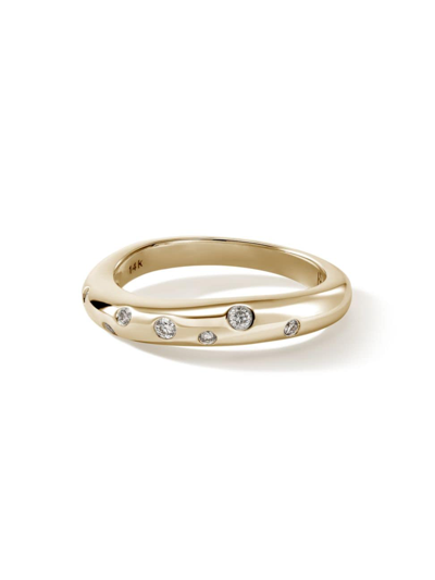 John Hardy 18kt Yellow Gold Surf Diamond Ring In Silver,gold