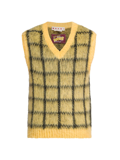 Marni V-neck Knitted Waistcoat In Maize