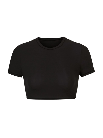 Skims Fits Everybody Crop T-shirt In Onyx