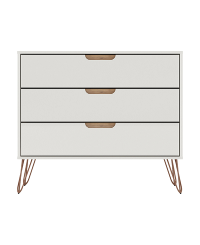 Manhattan Comfort Rockefeller Medium Density Fiberboard 3-drawer Dresser In White