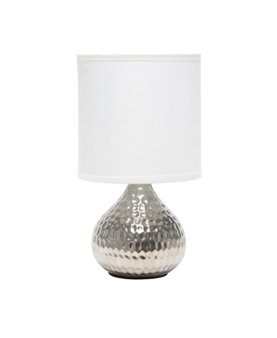 Simple Designs Hammered Drip Mini Table Lamp In Silver-white