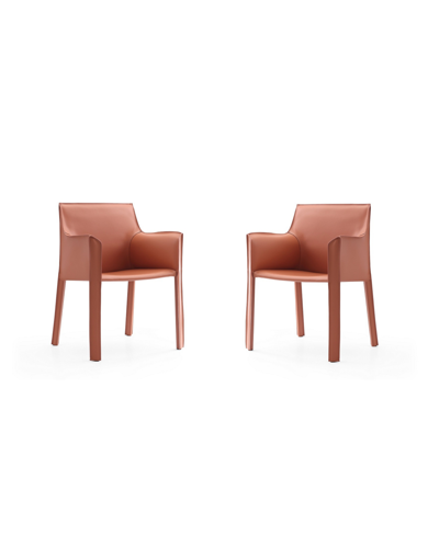 Manhattan Comfort Vogue Arm Chair, Set Of 2 In Clay