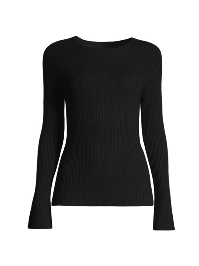 Kobi Halperin Mercer Flare-sleeve Ribbed Wool Jumper In Black