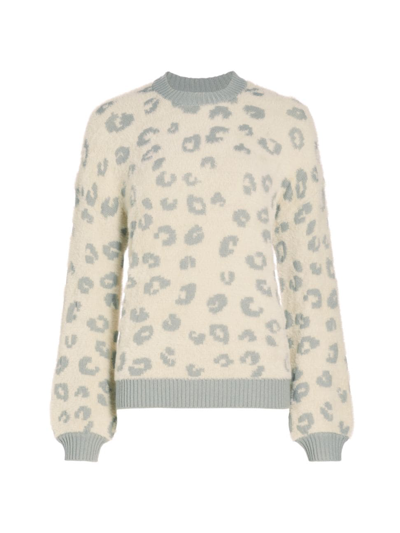 Splendid Mal Fuzzy Leopard Print Sweater In Beige