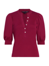 Veronica Beard Coralee Puff Sleeve Top In Raspberry