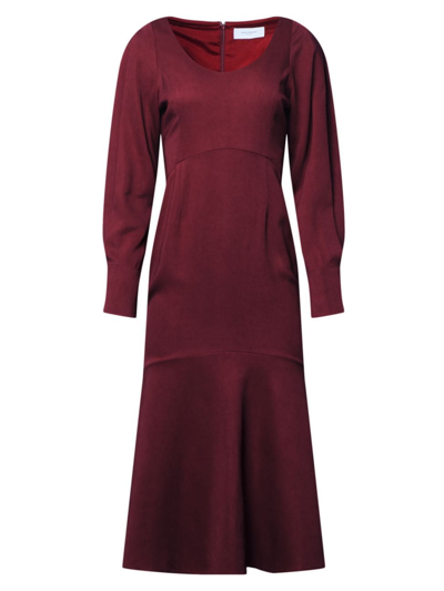 Equipment Natalia Tiered Pleated-sleeve A-line Midi Dress In Cordovan