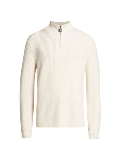 Jw Anderson Padlock Half-zip Wool Knit Sweater In Off White