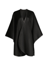 Sofia Cashmere Women's Reversible Leather-trimmed Cashmere Cape In Black