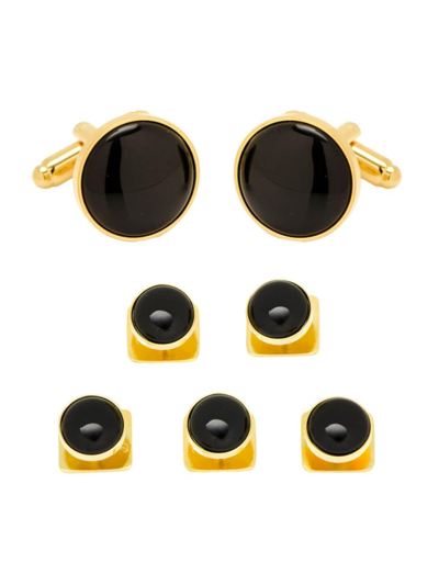 Cufflinks, Inc Men's Ox And Bull Trading Co. 5-piece Gold-plated Metal & Onyx Stud Cufflink Set In Black