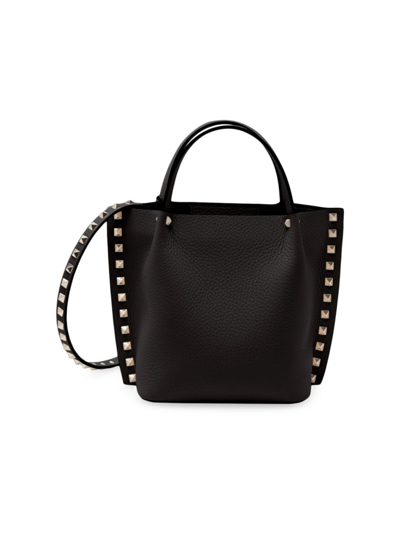 Valentino Garavani Women's Rockstud Small Leather Tote In Black