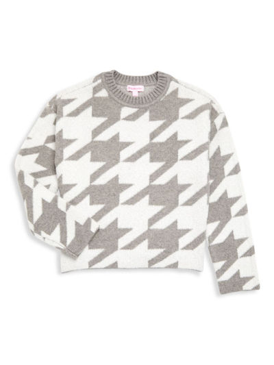 Design History Girl's Houndstooth Sweater In Grey